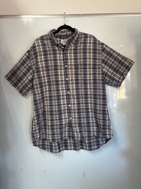 J. Crew Men’s Sz XL 100% Cotton Short Sleeve Plaid Button-Down Shirt